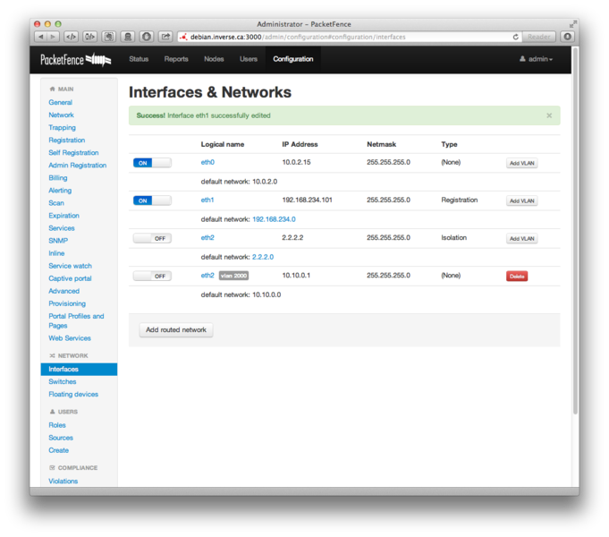 Packetfence interface reseaux