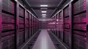 Data center sécurisé illustrant l'hébergement de données de santé conforme HDS v2