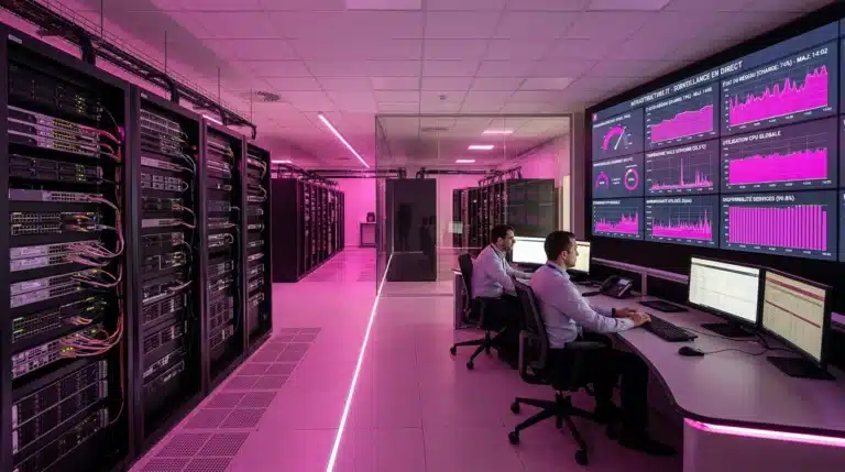 Tableau de bord de supervision informatique surveillant une infrastructure IT avec checkMK