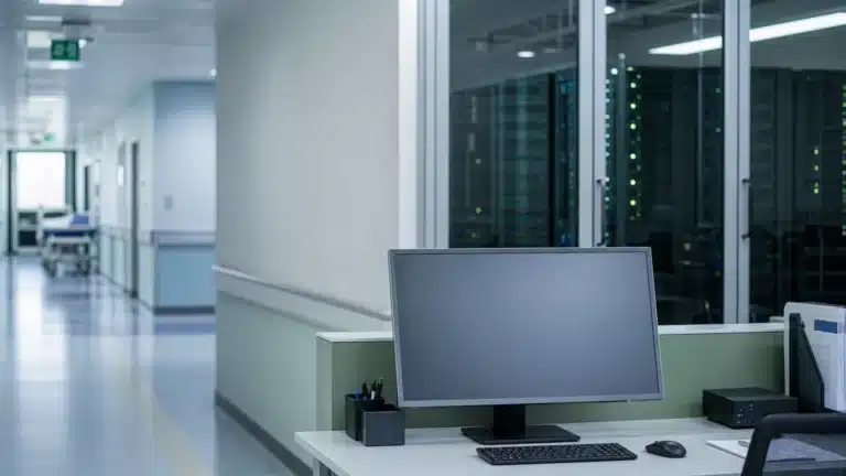 Infrastructure informatique hospitalière illustrant l’interopérabilité des systèmes